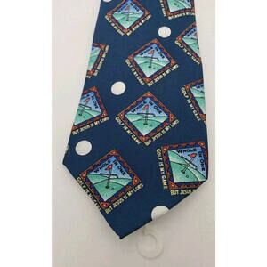 Kerusso Tie Golf Religious Jesus Polyester Blue Christian